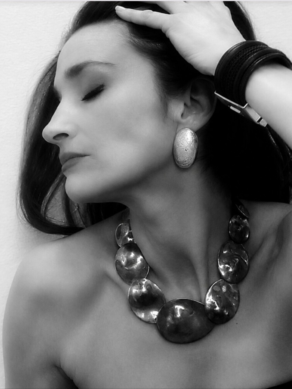 Vintage Oversized Sterling Silver Earrings with Etched Floral Detail